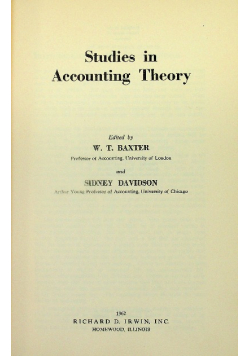 Studies in accounting theory