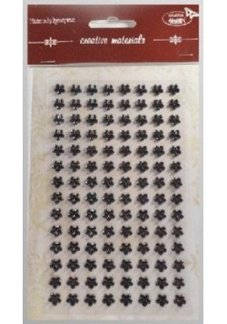 Stiker z kryształkami Kwiaty czarne 8mm 112szt