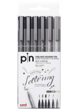 Cienkopis kreślarski PIN-200 szary różne grubości 6 szt.