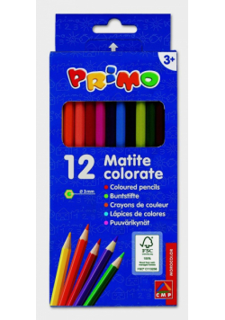 Kredki drewniane sześciokątne Primo 12 kolorów