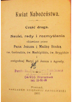 Kwiat Nabożeństwa Część 2 1910 r.