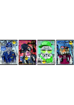 Zeszyt A5 w kratkę 32 kartki Wild streets 10 sztuk mix