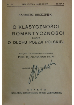 O klasyczności i romantyczności tudzież o duchu poezji polskiej