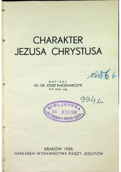 Charakter Jezusa Chrystusa 1935 r.