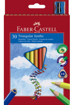Kredki Faber-Castell Jumbo trójkątne 30 kolorów + temperówka