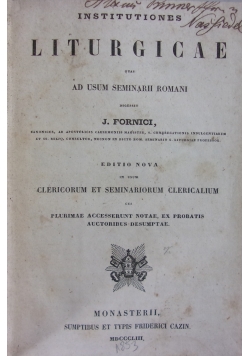 Liturgicae, 1853 r.