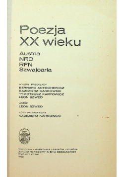 Poezja XX wieku Austria NRD RFN Szwajcaria