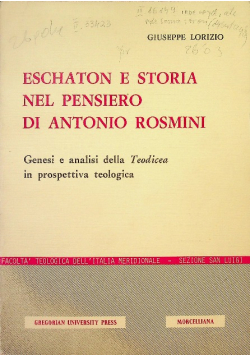 Eschaton e storia nel pensiero di Antonio Rosmini