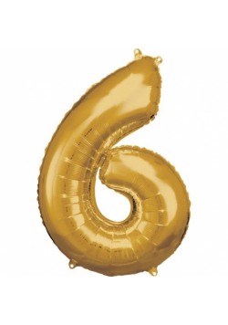 Balon foliowy cyfra 6 złota 60x86cm