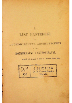 Listy Pasterskie i Mowy okolicznościowe 1908 r.