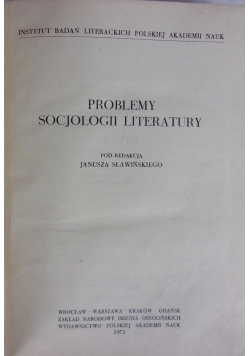 Problemy socjologii literatury