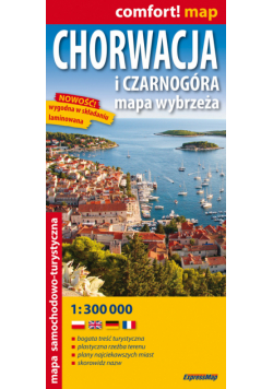 Chorwacja i Czarnogóra Mapa wybrzeża laminowana mapa samochodowo-turystyczna 1:300 000