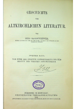 Geschichte der altkirchlichen lieratur Zweiter band 1913 r.