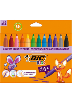 Flamastry Kids Comford Jumbo 12 kolorów BIC