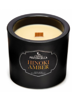 Świeczka sojowa Hinoki Amber czarna 170g