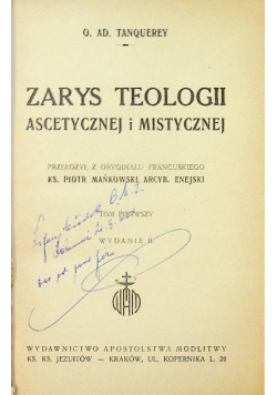 Zarys teologii ascetycznej i mistycznej Tom 1 1948 r.