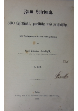 Zum lesebuch 300 lesestucke poetische,1877r.
