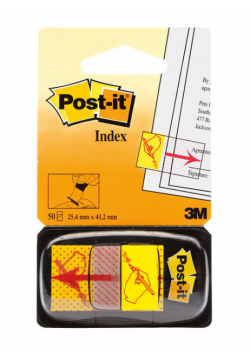 Zakładki indeksujące POST-IT z nadrukiem „ręka+ołówek” PP 25x43mm 50 kartek