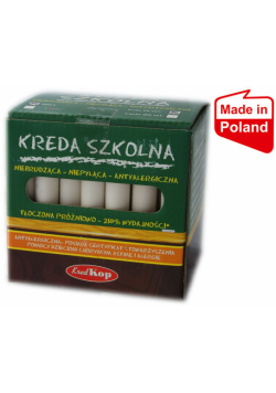 Kreda szkolna niepyląca, niebrudząca okrągła gruba biała 50 sztuk