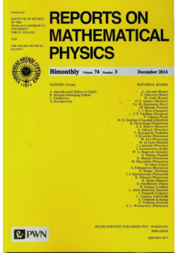 Reports on Mathematical Physics 74/3 2014