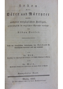 Leben der Vater und Marthrer, 1826r.