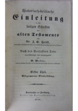 Historisch - kritische Cinleitung in die heiligen Schriften, 1840 r.