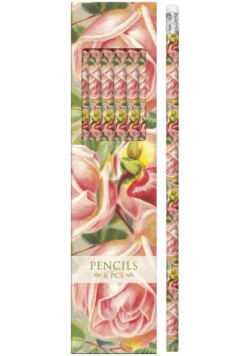 Ołówki ozdobne STPEN29 różowe róże - 6 sztuk