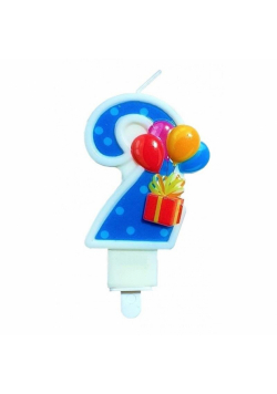 Świeczka urodzinowa 2 z balonami