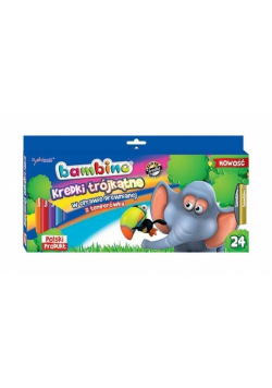 Kredki trójkątne Bambino w oprawie drewnianej 24 kolory + temperówka