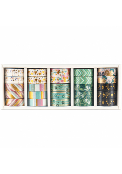 Display Taśma klejąca dekoracyjna Washi Tape Gold Narcissus SET1 display mix 25 sztuk