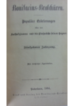 Bonifacius Broschuren, 1884 r.