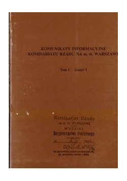 Komunikaty informacyjne Komisariatu  Rządu na m. st, Warszawę