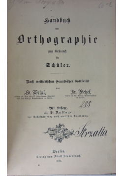 Handbuch der Orthographie, 1881r.