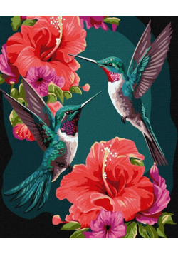 Malowanie po numerach - Szmaragdowe kolibry...