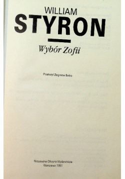 Styron Wybór Zofii