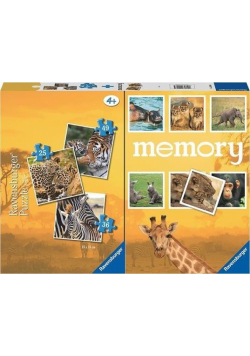 Puzzle 2D 3w1 + memory Dzikie zwierzęta