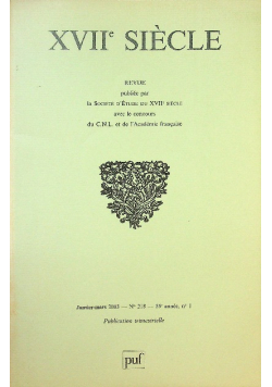 Revue XVIIe Siècle Nr 218