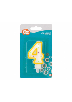 Świeczka cyfra 4 z kropeczkami 7.5cm