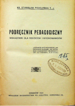 Podręcznik pedagogiczny 1921 r.