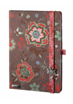 Notes A6 Lanybook Flowers Beauty w kratkę brązowy