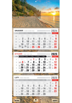 Kalendarz 2025 trójdzielny Bałtycka plaża KT1–V.65