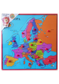 Układanka drewniana z pinezkami Mapa Europy