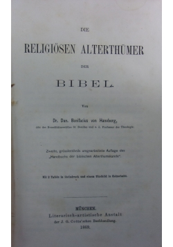 Die Religiosen Alterthumer Der Bibel, 1869r.