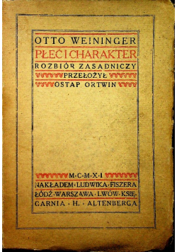 Płeć i Charakter 1911 r.