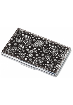 Etui na wizytówki TROIKA PAISLEY CLASSIC - chromowany metal z designerskim wzorem, na 11 wizytówek
