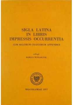 Sigla Latina in Libris Impressis Occurrentia