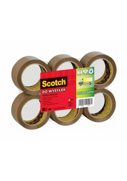 Taśma pakowa do wysyłek SCOTCH Hot-melt (371), 50mm, 66m, brązowa 6 sztuk