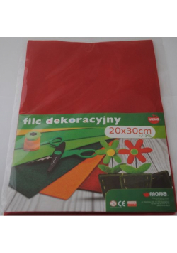 F34 - Filc w arkuszach 20cm x 30cm Kolor czerwony 5 sztuk