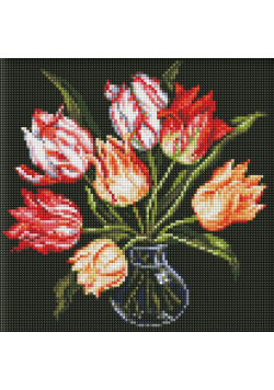 Diamentowa mozaika bez ramy - Eleganckie tulipany