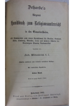 Deharbe's handbuch zum Religionsunterricht, 1892 r.